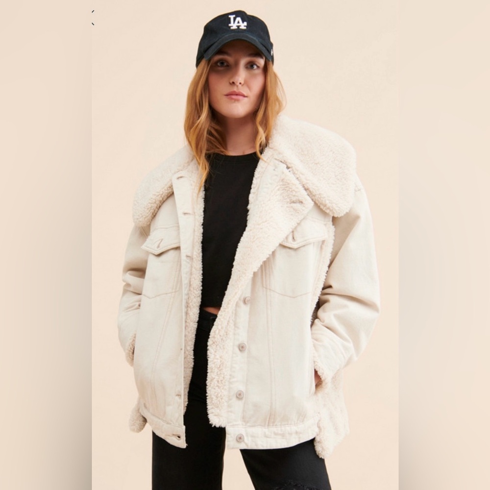 We The Free Cream Teddy Jacket with Sherpa Lining